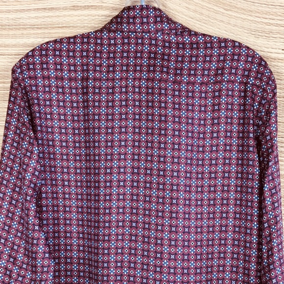 SANDRO Thia Printed 100% Silk-twill Shirt Blouse In Bordeaux Size 4 - Picture 10 of 16